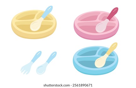 Baby food tray or baby feeding tray vector illustration in cartoon style isolated on white background. Baby element clipart in flat design.