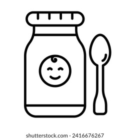 Baby Food vector icon set collection. Baby Food Outline flat Icon.