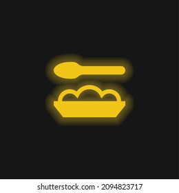 Baby Food yellow glowing neon icon