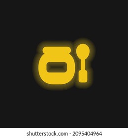 Baby Food yellow glowing neon icon
