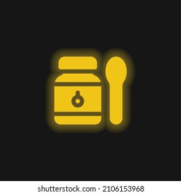 Baby Food yellow glowing neon icon