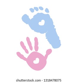 Baby Foot Baby Hand Prints Blue Stock Vector (Royalty Free) 1318478075 ...