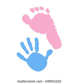 Baby foot and hand prints. Twin symbol