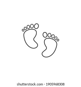 Baby Foot Line Icon Flat Style Vector