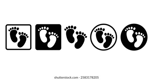 baby foot print icon vector design symbol sign black white color simple flat illustration sets isolated