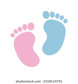 Baby foot print pink and blue colors.