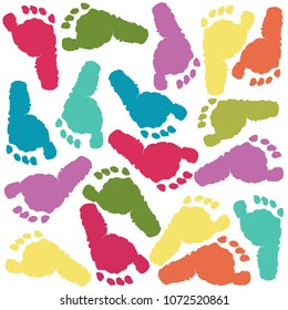 Baby foot prints colorful pattern background