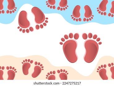 Baby foot prints, creative abstract background for your design. Vector illustration
