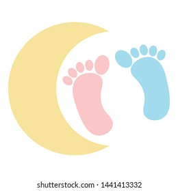 baby foot prints decorative with moon