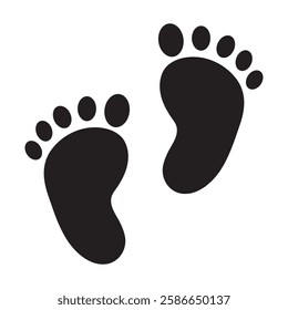 Baby Foot prints icon. Pink, blue, white and black baby footprints icon. Isolated on white background. Vector illustration. Variety baby Foot Design. 