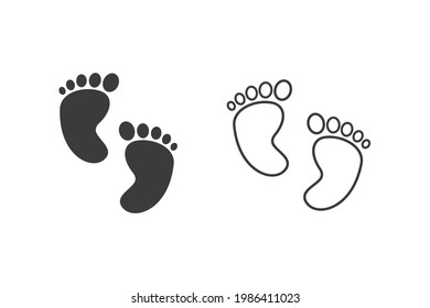 Baby foot set icon flat style vector
