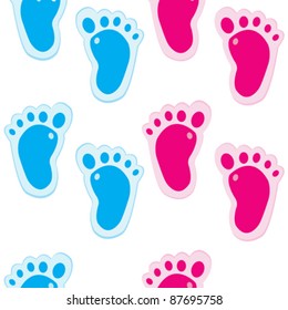 Baby foot steps background, seamless pattern