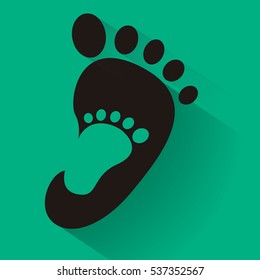 baby footprint in adult foot icon. Kids shoes store icon. Family sign. Parent and child symbol. Adoption emblem. Charity campaign. Vector illustration