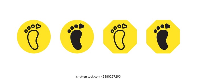 Baby Footprint Badges. Safety pictograms. Kid symbols. Vector scalable graphics