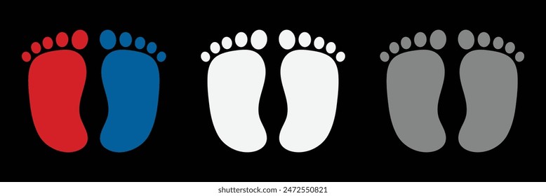 Baby footprint flat icon Vector stock illustration for poster. Baby feet vector set. Eps10.