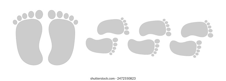 Baby footprint flat icon Vector stock illustration for poster. Baby feet vector set. Eps10.
