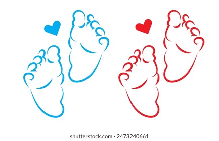 Baby footprint flat icon Vector stock illustration for poster