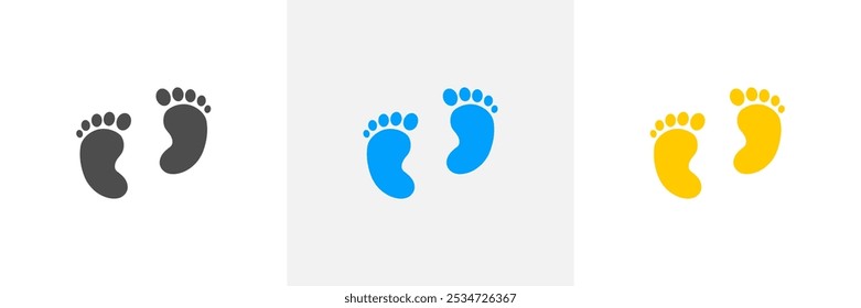 Ícone plano pegada do bebê Ilustração de stock de vetor para cartaz
