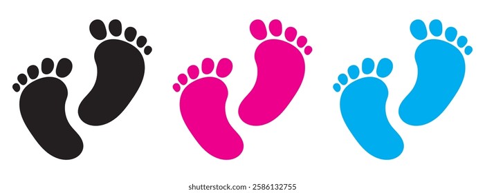 Baby footprint flat icon Vector stock illustration for poster