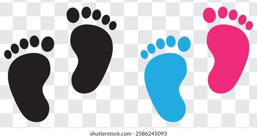 Baby footprint flat icon Vector stock illustration for poster