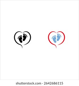 Baby footprint flat icon Vector stock illustration for poster