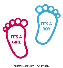 Baby Footprint Its A Girl, Its A Boy - Vector Icons