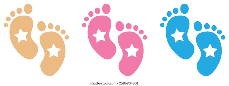 Baby footprint icon set. vector illustration on white background eps 888.