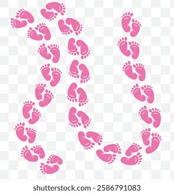 Baby footprint. Isolated on transparent background. silhouette of baby feet icon over white background. vector illustration. EPS 10.