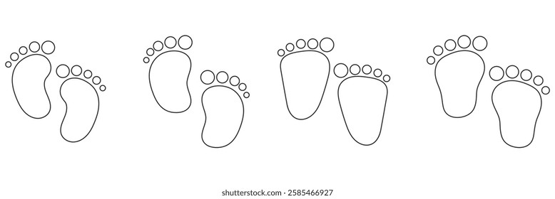 Baby footprint. Isolated on white background . silhouette of baby feet icon over white background. 1176