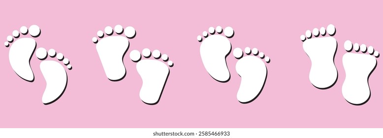 Baby footprint. Isolated on white background . silhouette of baby feet icon over white background. 1176