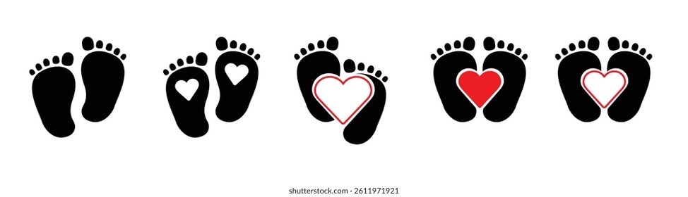  baby footprint. silhouette of baby feet icon over white background. vector illustration. Baby footprints icon isolated on white background. Baby feet sign. Set icons colorful. The foot is the second 