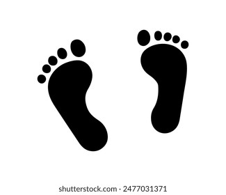 Baby footprint silhouette isolated on white background. Footprint icon vector illustration design.