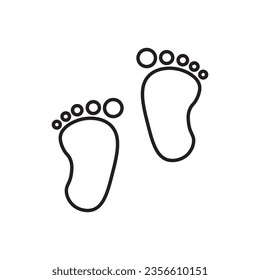 Baby footprint vector feet icon Baby arrival card. vector illustration
 icon editable stroke, sign, symbol outline line button isolated on white
