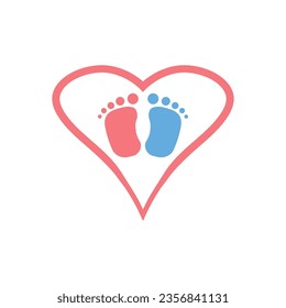 Baby footprint vector feet icon 