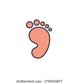 Baby footprint vector icon symbol child isolated on white background