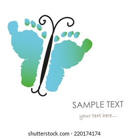 Baby Footprints And Butterfly Vector