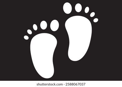  Baby footprints icon isolated on white background. Baby feet sign. Set icons colorful. Vector Illustration,  baby feet icon over black background. eps 10