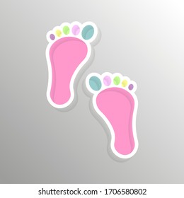 Baby footprints on the white background. Child foot. Vector