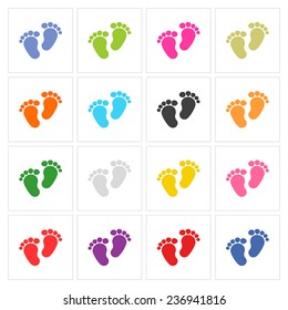 Baby footprints traces vector sign button