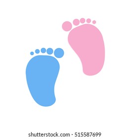 Baby footprints twin baby girl and boy vector