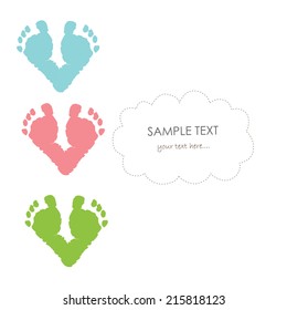 Baby Footprints Vector Greeting Card