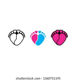 Baby footsteps  and heart vector illustration