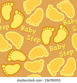 baby footsteps orange seamless pattern