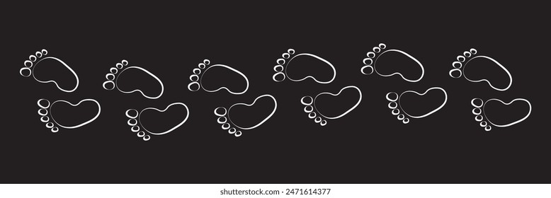 Baby footsteps vector illustration set - pairs of pink and blue footprints in flat style.