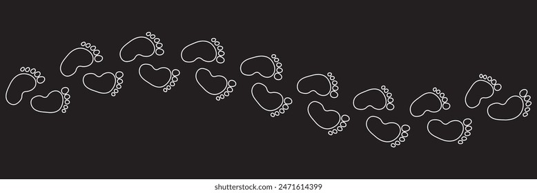 Baby footsteps vector illustration set - pairs of pink and blue footprints in flat style.