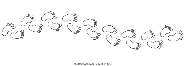 Baby footsteps vector illustration set - pairs of pink and blue footprints in flat style.