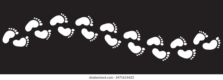 Baby footsteps vector illustration set - pairs of pink and blue footprints in flat style.