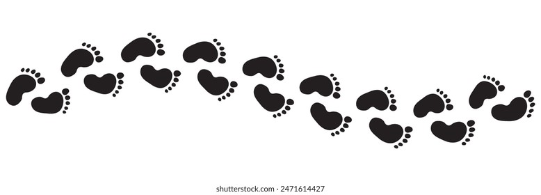 Baby footsteps vector illustration set - pairs of pink and blue footprints in flat style.