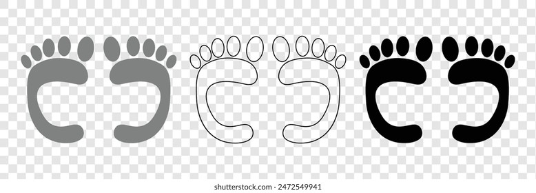 Baby footsteps vector illustration set - pairs of footprints in flat style. Baby feet vector set .