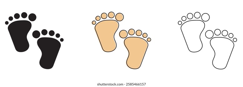 Baby footsteps vector illustration set - pairs of pink and blue footprints in flat style . Vector Illustration. 1176